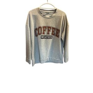 Coffee Weather Sweatshirt Mens XL Gray Graphic Crewneck Pullover